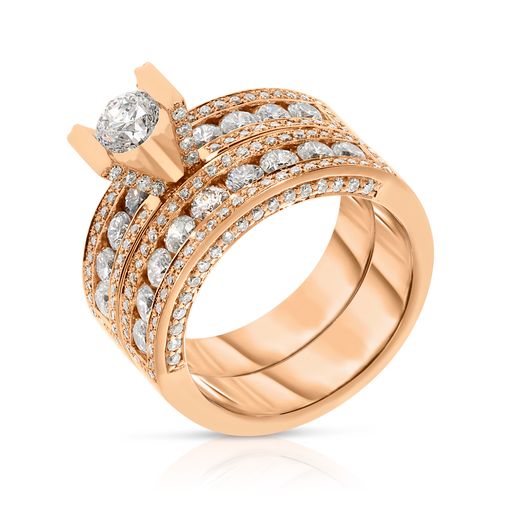 Embodying the enchanting radiance of the cosmos, the Celestial Glow Sidestone Ring in gold showcases a round-cut diamond surrounded by a halo of shimmer, capturing the celestial elegance of the night sky. Perfect for life's milestones.