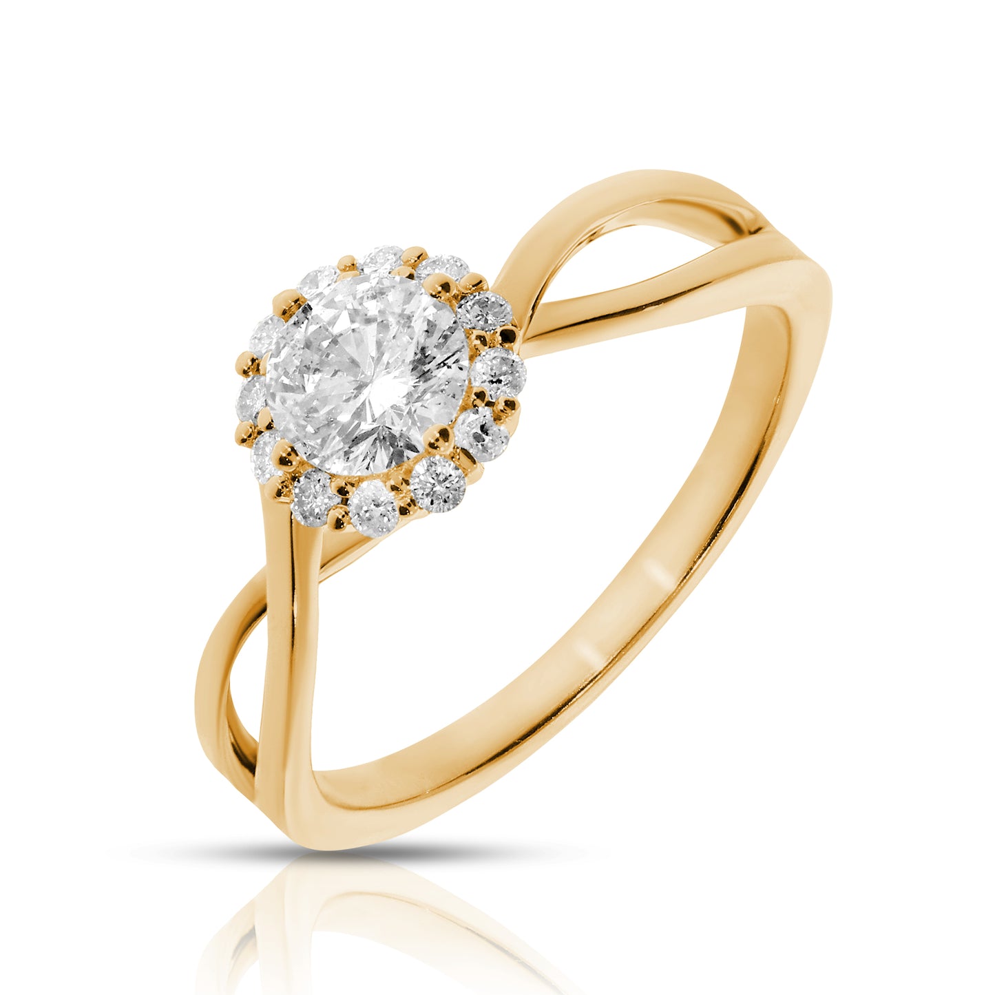 Gold Halo Ring with Round Diamond – Infinite Embrace | Halo Rings