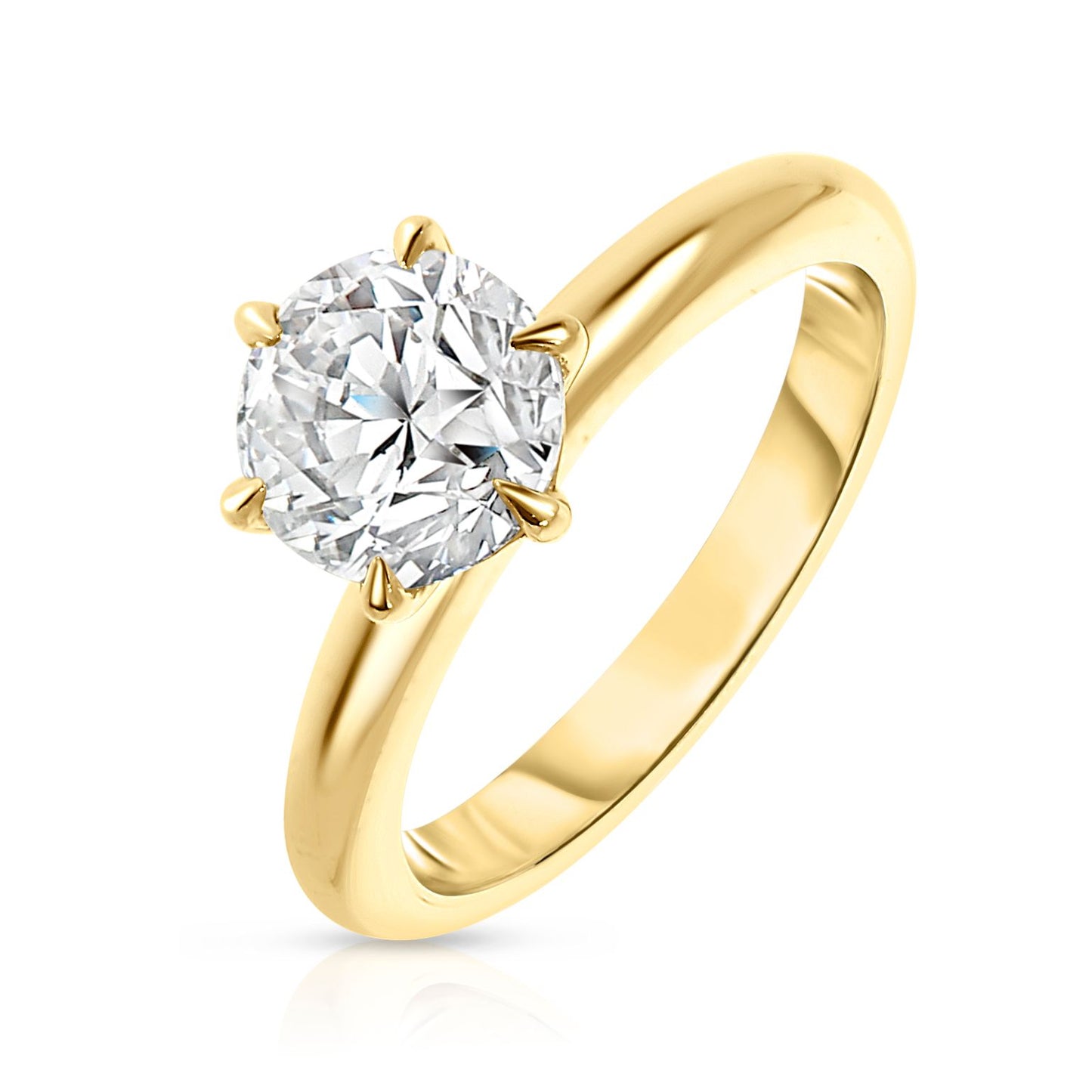 Gold Solitaire Ring with Round Diamond – Celestial Promise | Nocturne