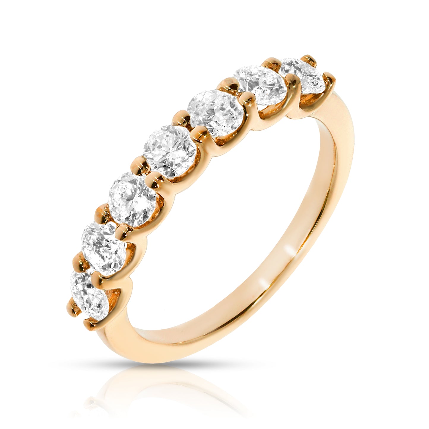 Embrace love with the Celestial Harmony eternity ring, featuring round-cut diamonds in gold. A symbol of enduring relationships and timeless elegance.