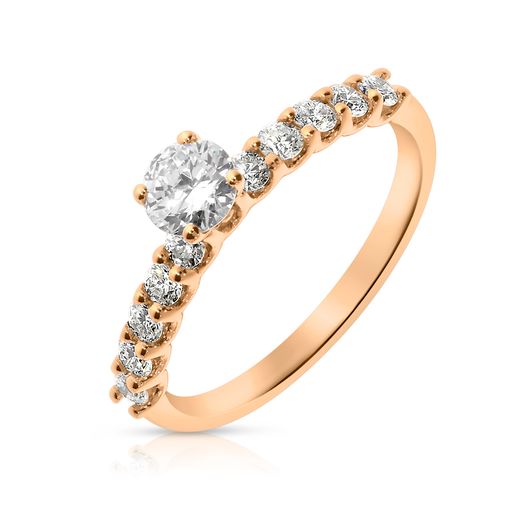 Gold Sidestone Ring with Round Diamond – Celestial Harmony | Sidestone Rings