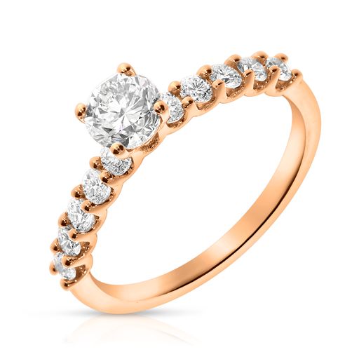 Gold Sidestone Ring with Round Diamond – Symphony of Stars | Sidestone Rings