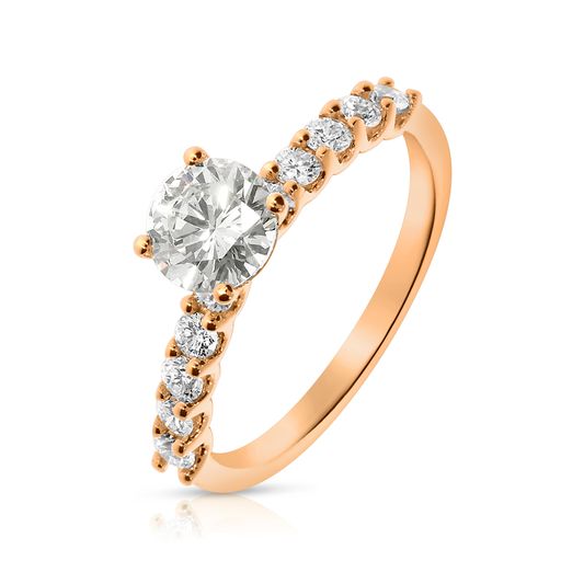 Sidestone Ring in White Gold with Round Diamond – Celestial Harmony