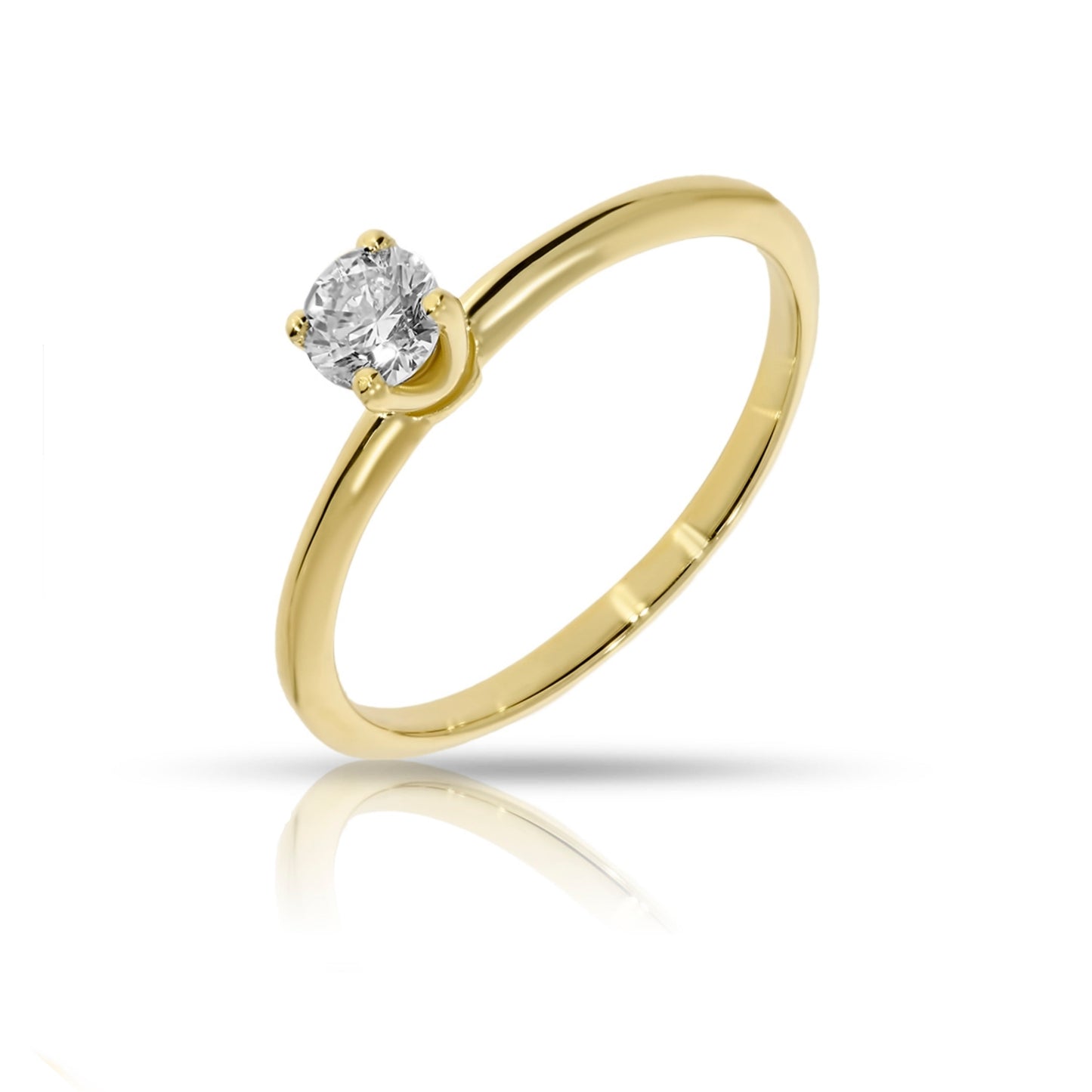 Gold Solitaire Ring with Round Diamond – Eternal Beacon | Solitaire Rings