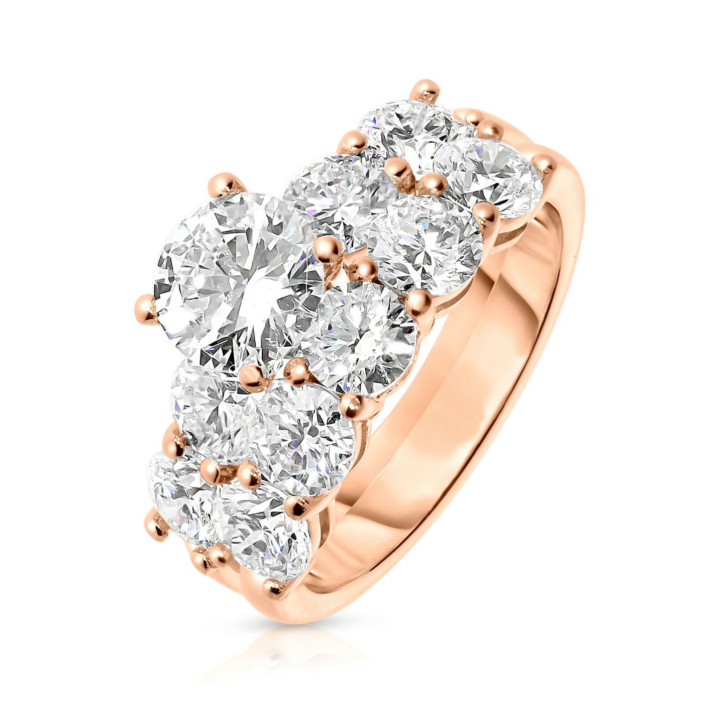Gold Sidestone Ring with Round Diamonds – Stellar Symphony | Sidestone Rings