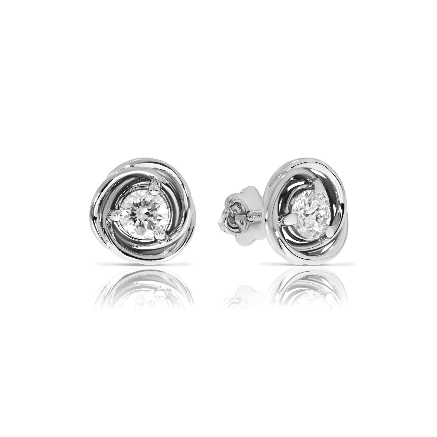 Stud Earrings in Gold with Round Diamond – Whispers of Infinity