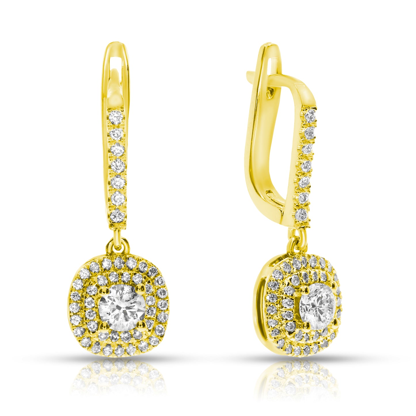 Embrace celestial elegance with Lunar Cascade gold earrings, adorned with shimmering round-cut diamonds. Available in 14K or 18K gold. Perfect for milestones and self-love moments.