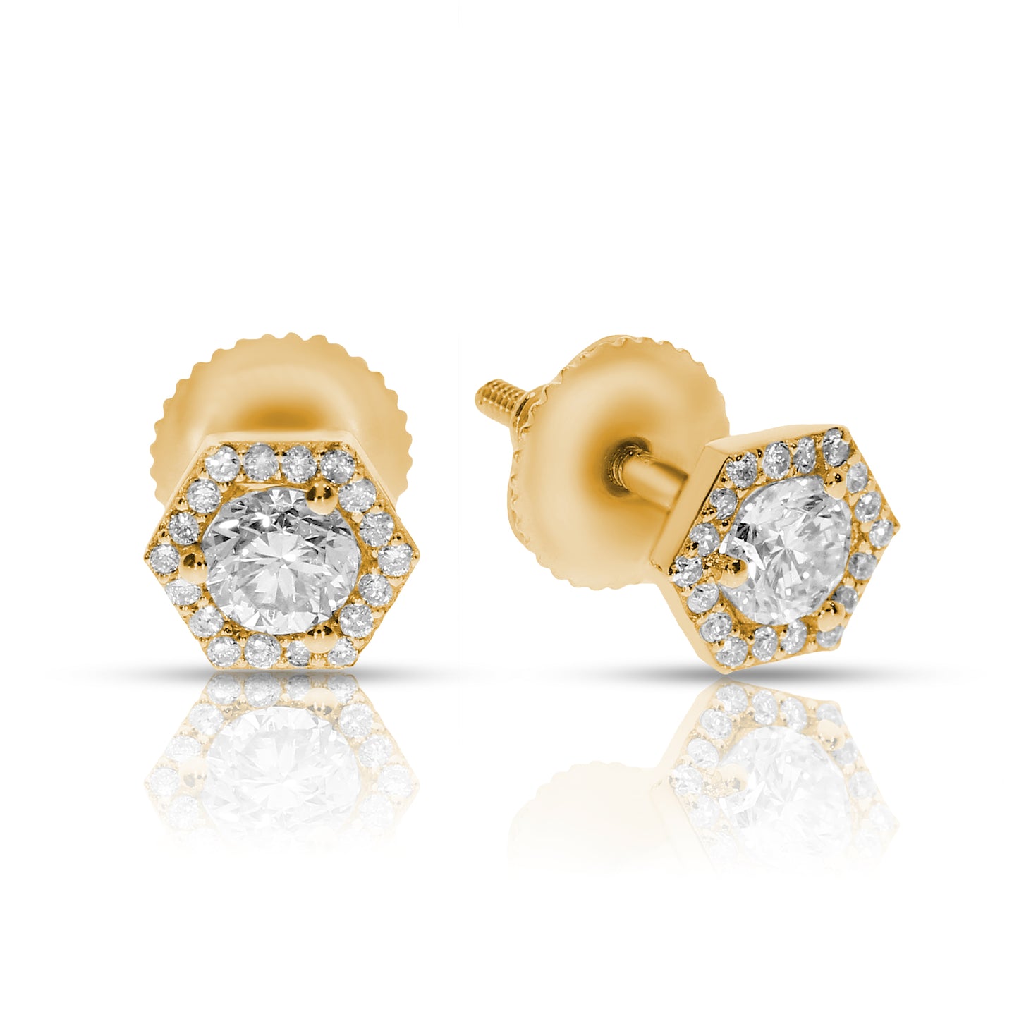 Earrings in White Gold with Round Diamonds – Celestial Hex | Origins