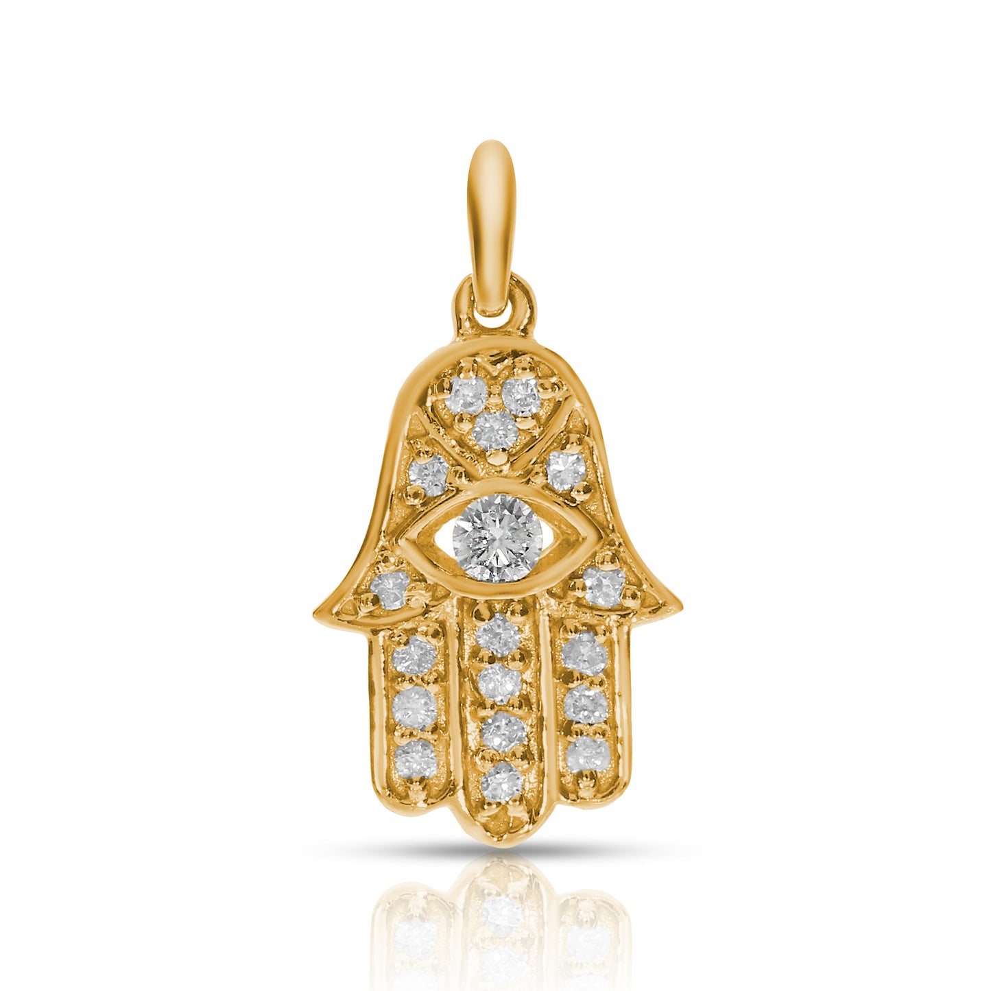 Gold Hamsa Pendant with Round Diamond – Guardian's Light | Hamsa Pendants