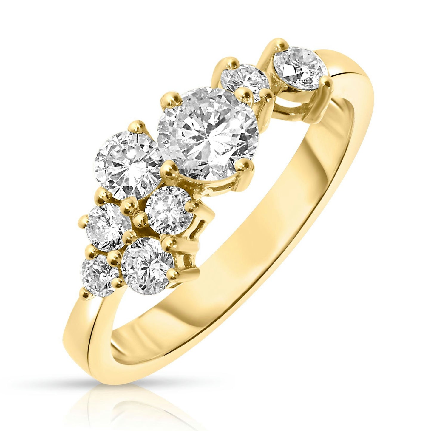 Gold Sidestone Ring with Round Diamonds – Celestial Constellation | Splendor Collection