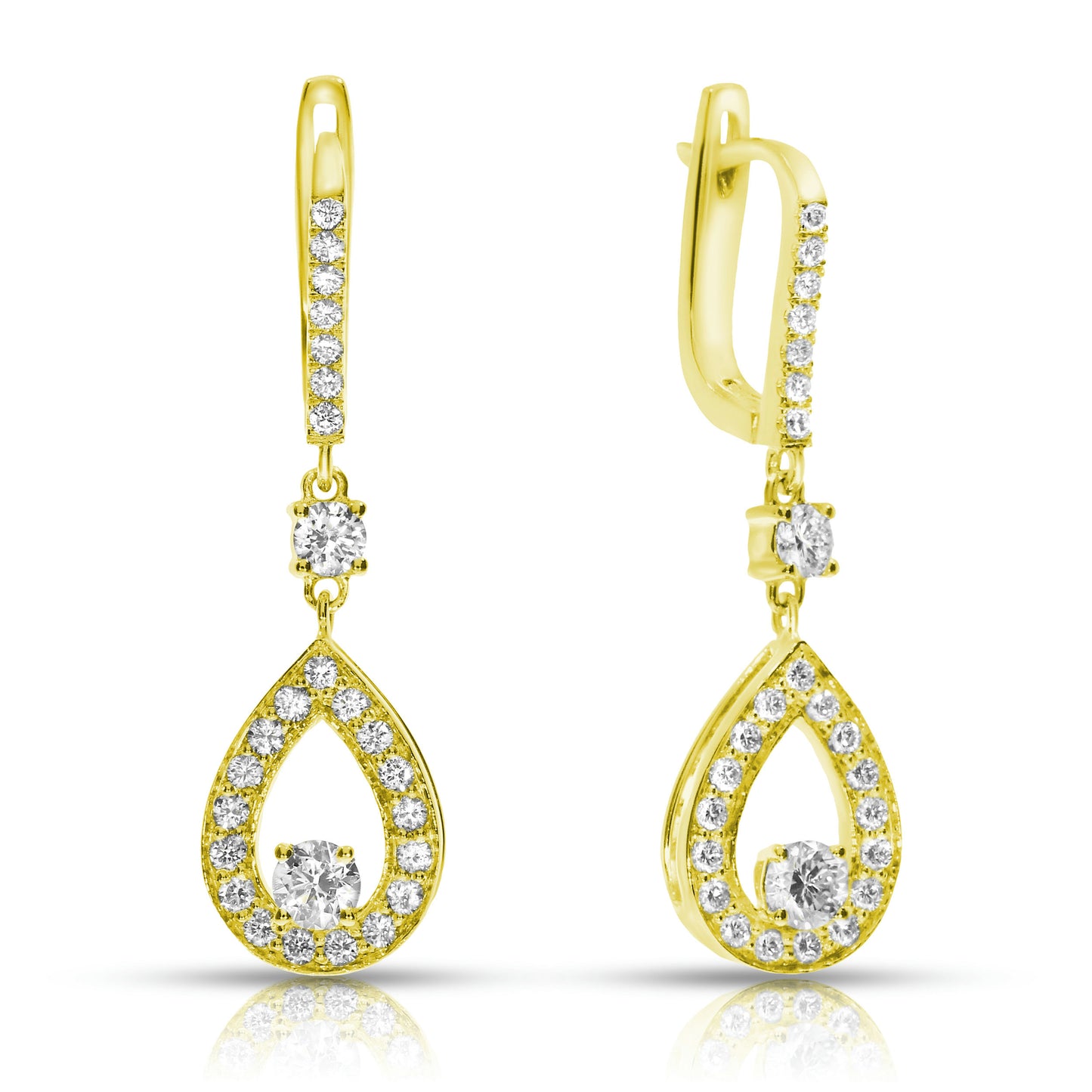 Gold Drop Earrings with Round Diamond – Celestial Rainfall | Auroral