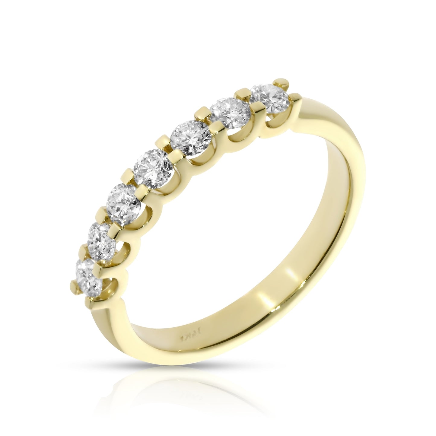 Discover the enchanting beauty of endless love with the 'Celestial Harmony' eternity ring. Crafted in lustrous gold, this exquisite piece features a seamless circle of radiant round-cut diamonds, symbolizing unity and timeless devotion. Perfect for honoring everlasting bonds with grace and elegance.