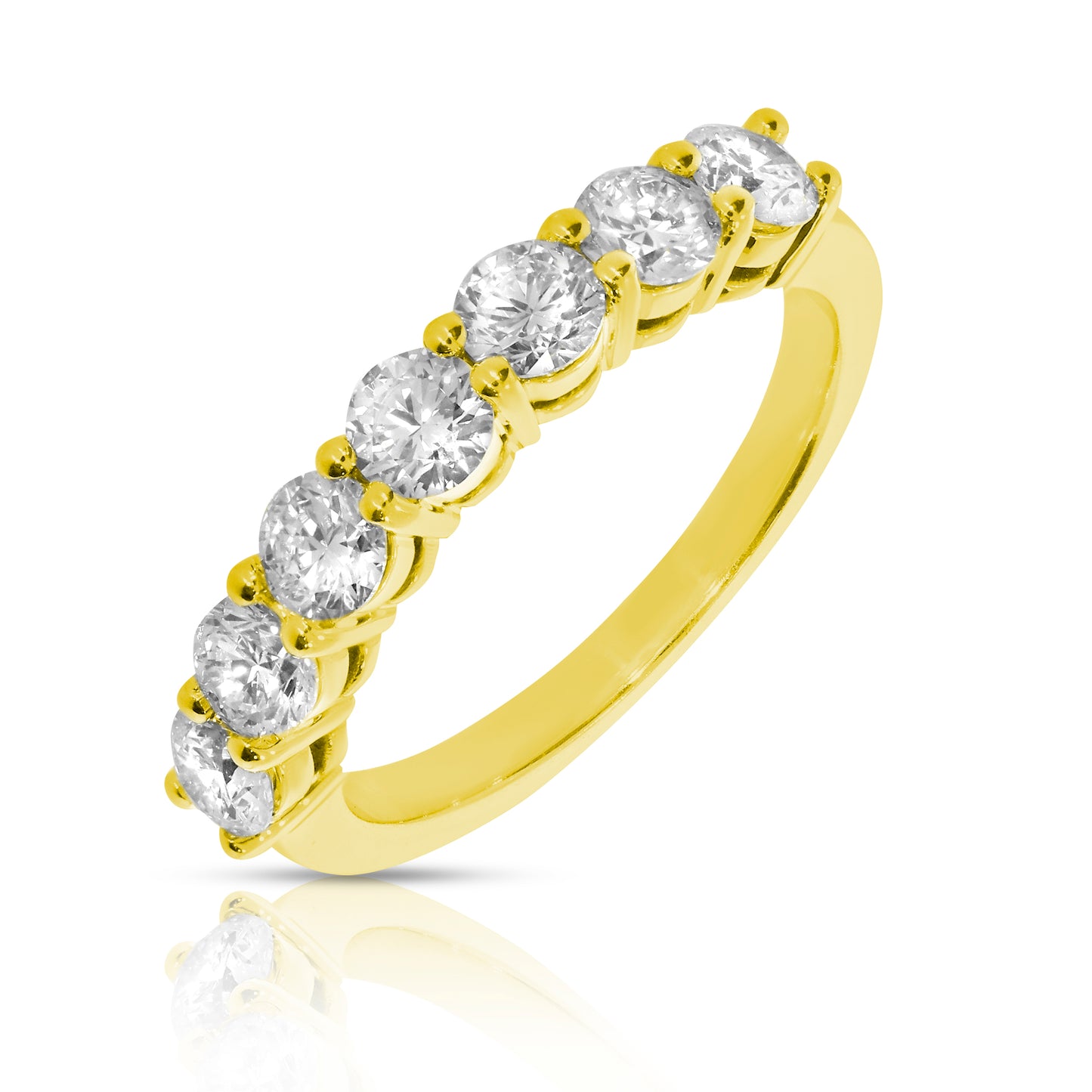 Celebrate the eternal beauty of the cosmos with the "Circle of Luminescence," an eternity ring in gold featuring a continuous row of radiant diamonds. Symbolizing infinite love and unyielding commitment, it's perfect for anniversaries, milestones, or personal triumphs.