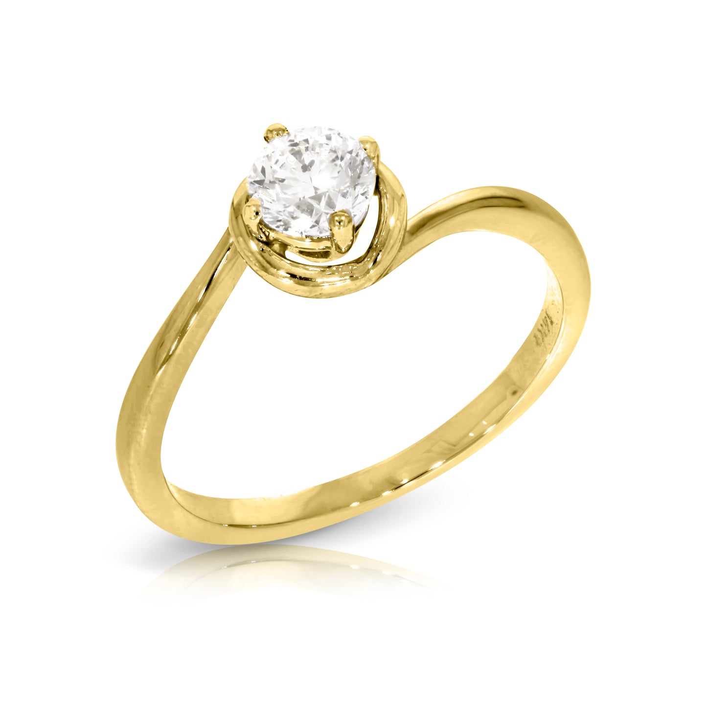 Gold Solitaire Ring with Round Diamond – Celestial Grace | Solitaire Rings