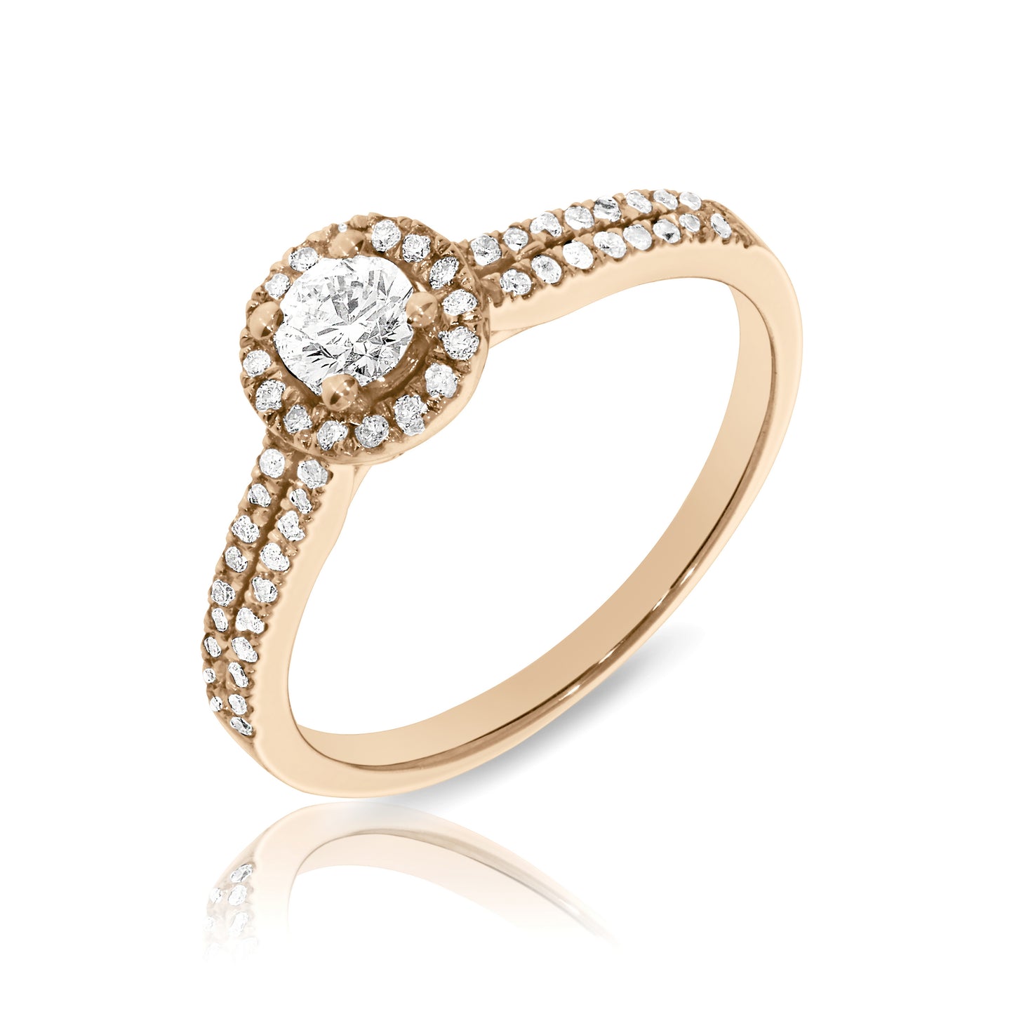 Gold Halo Ring with Round Diamond – Ethereal Orbit | Halo Rings