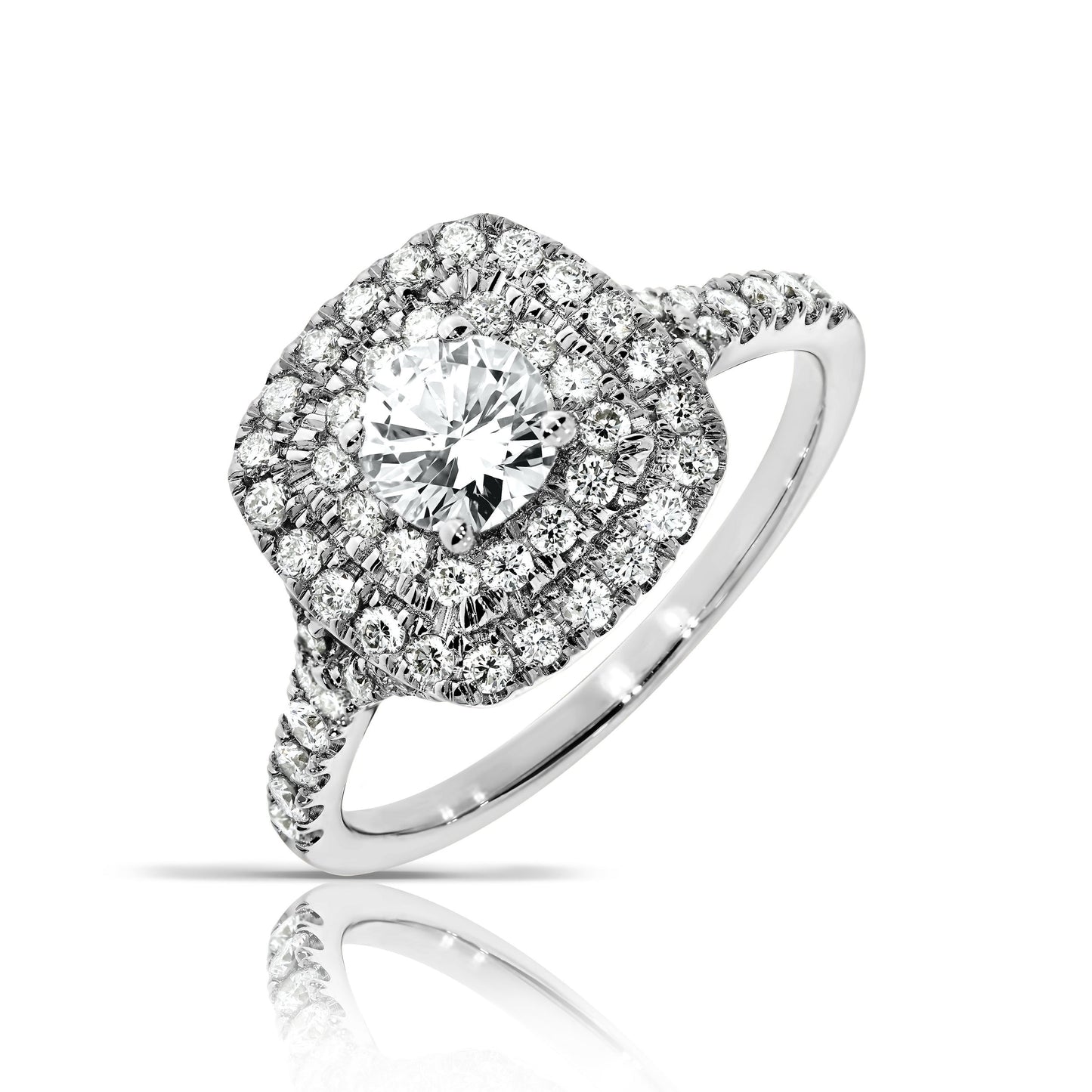 Ring in White Gold with Round Diamonds – Lunar Halo | Origins