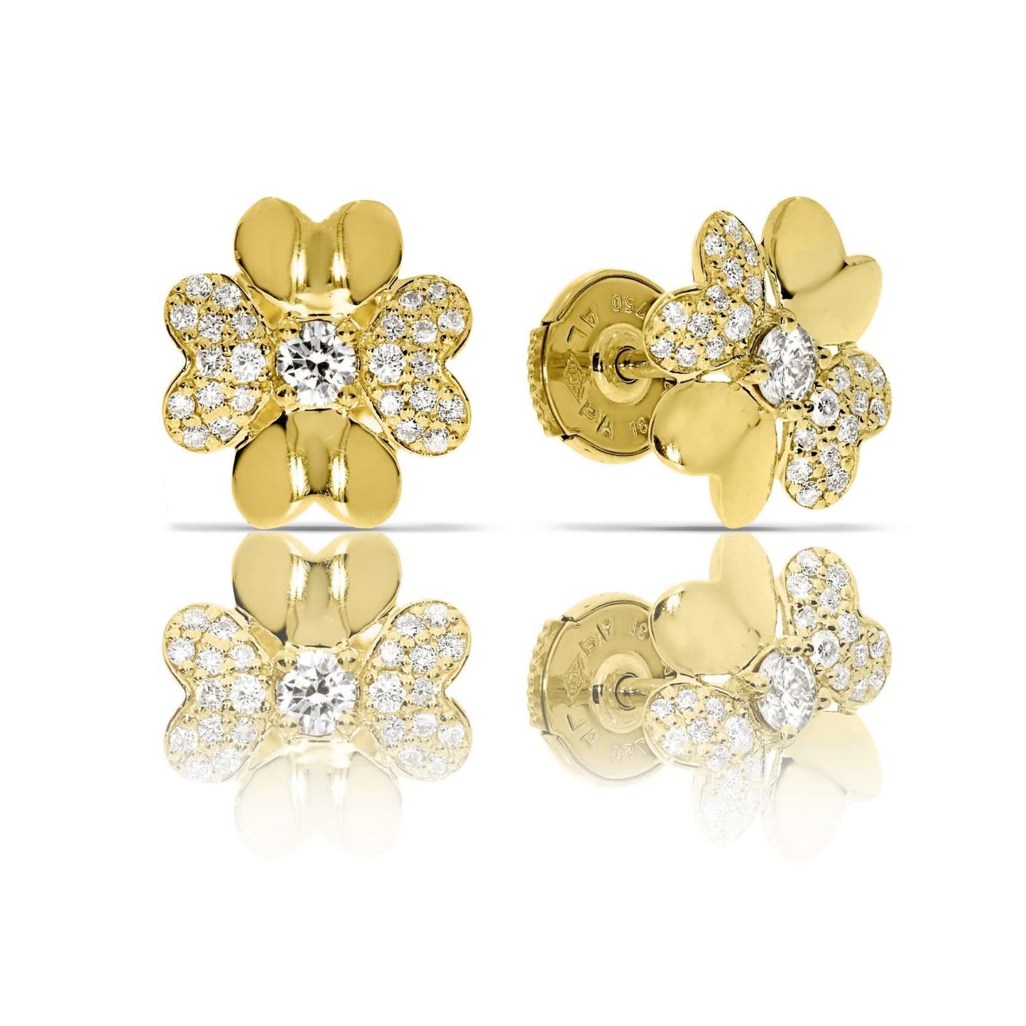 Earrings in Gold with Round Diamonds – Celestial Blossoms