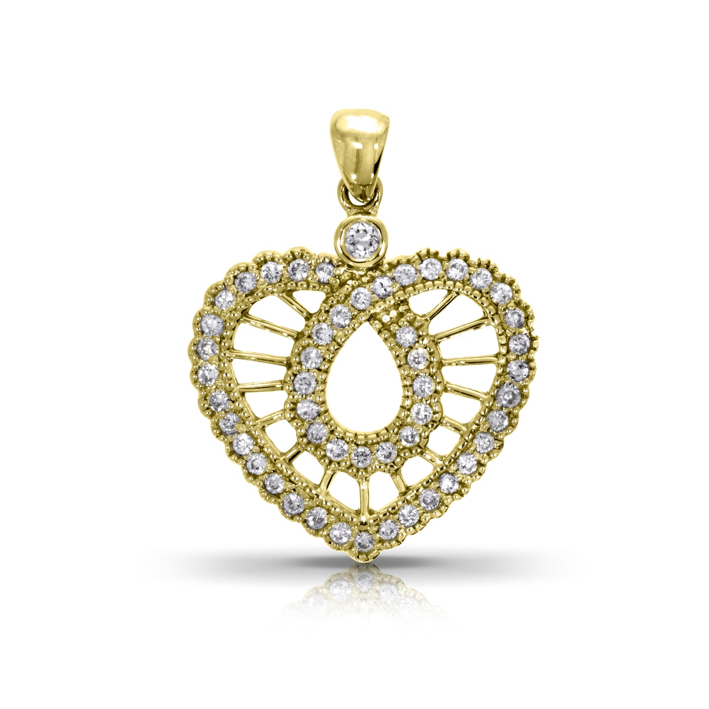 Gold Heart Pendant with Round Diamonds – "Eternal Embrace"