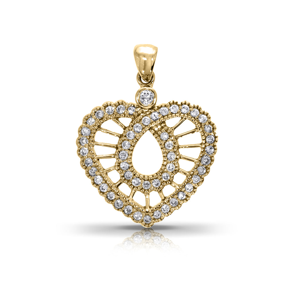 Gold Heart Pendant with Round Diamonds – Eternal Embrace