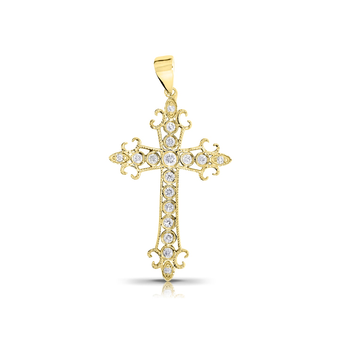 Silver Cross Pendant with Round Diamonds – Stellar Benediction