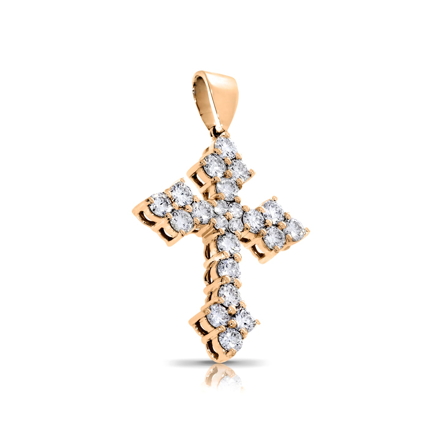 Gold Cross Pendant with Round Diamonds – Celestial Grace
