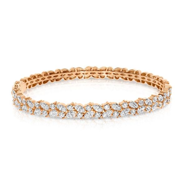 White Gold Bangle Bracelet with Marquise Diamonds – Celestial Garland