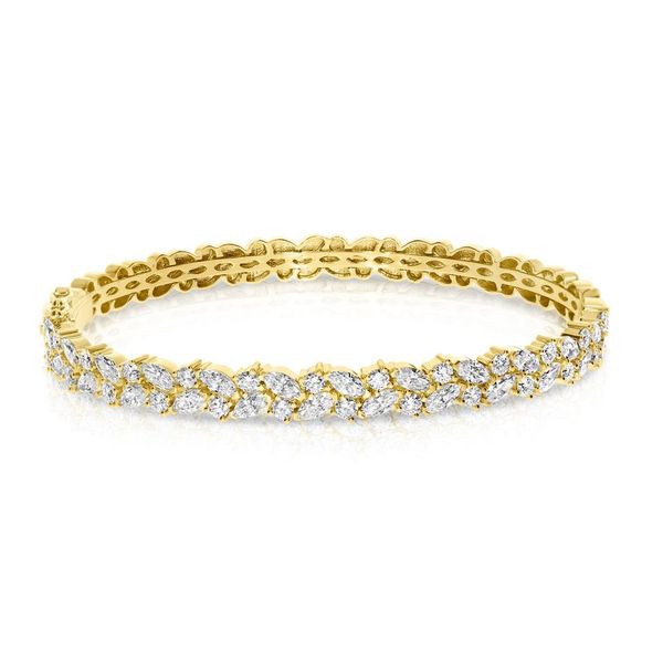 White Gold Bangle Bracelet with Marquise Diamonds – Celestial Garland