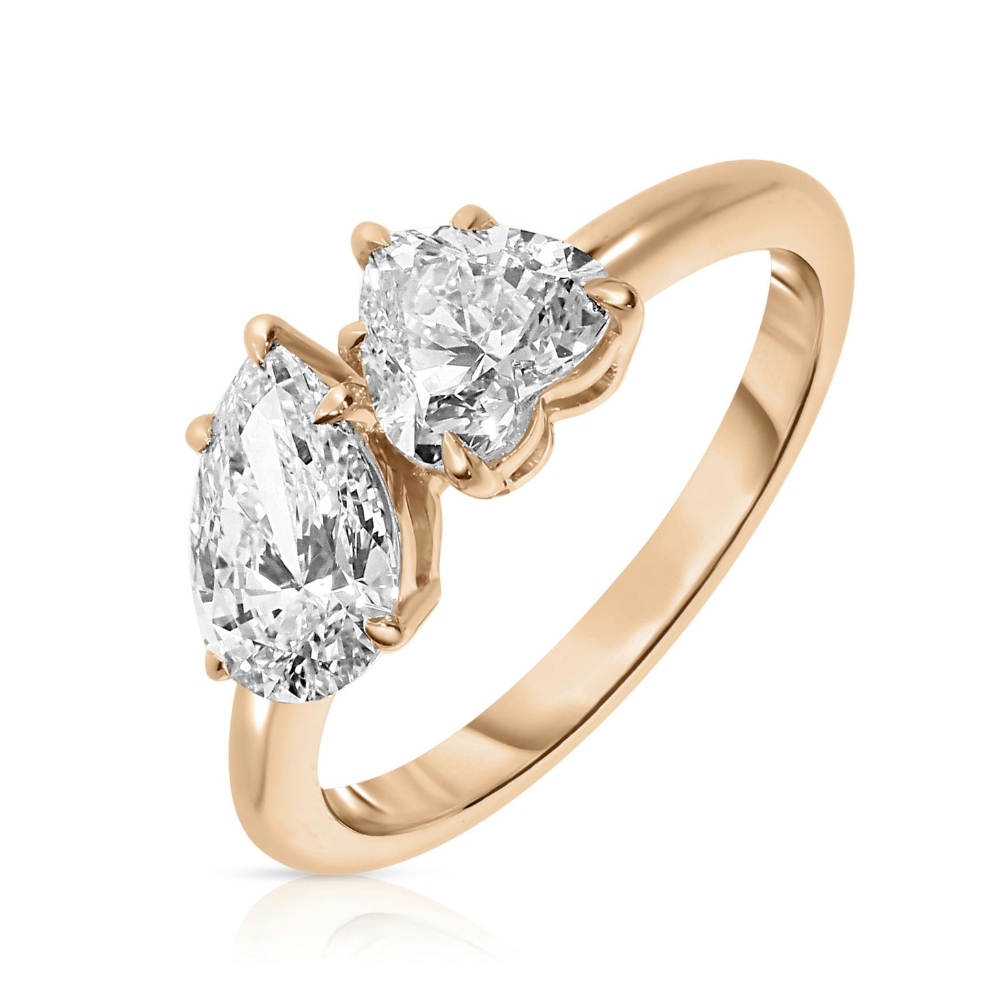 Gold Sidestone Ring with Pear and Round Diamonds – Eclipse Embrace |