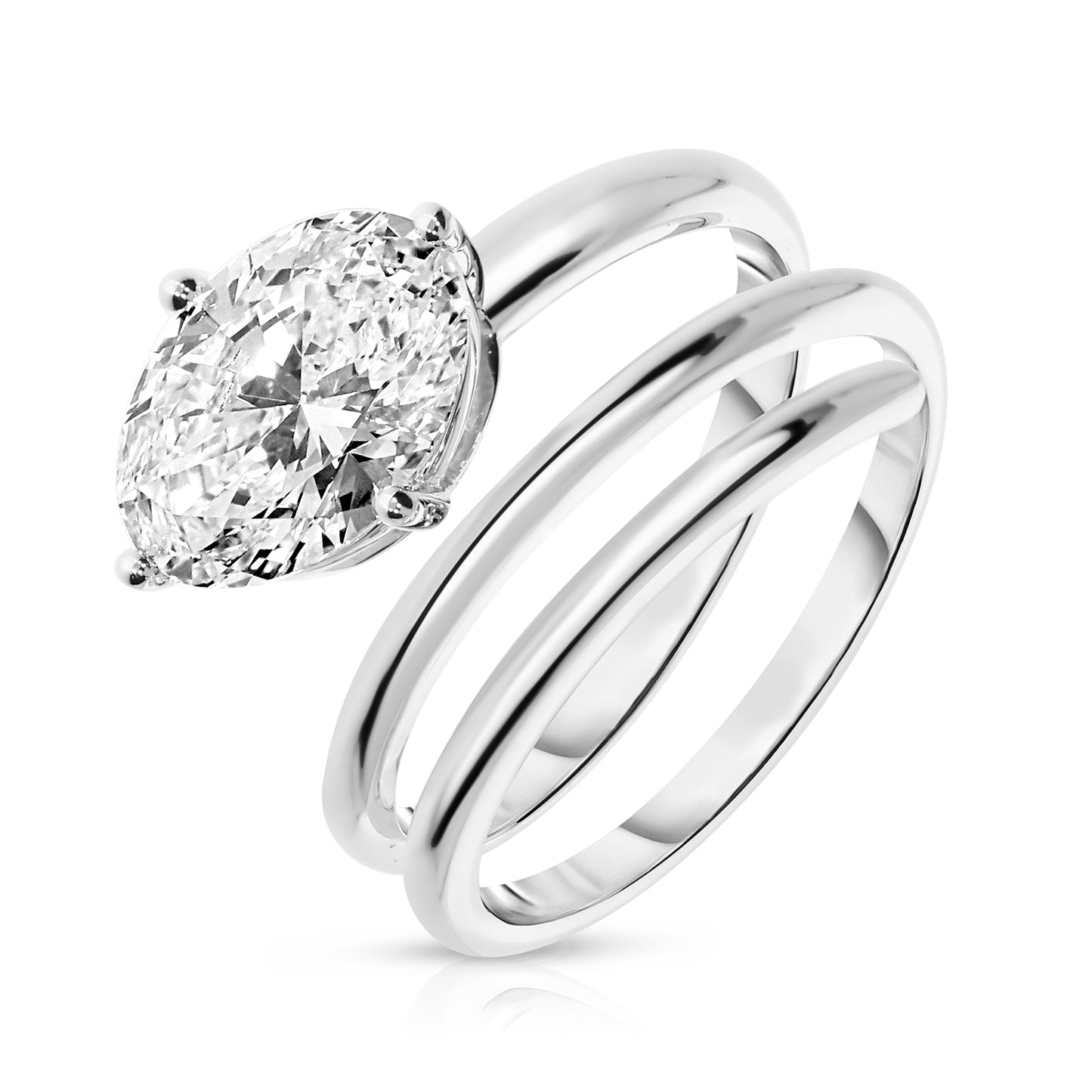 Solitaire Ring in White Gold with Oval Diamond – Lunar Whisper | Celestial Solitude