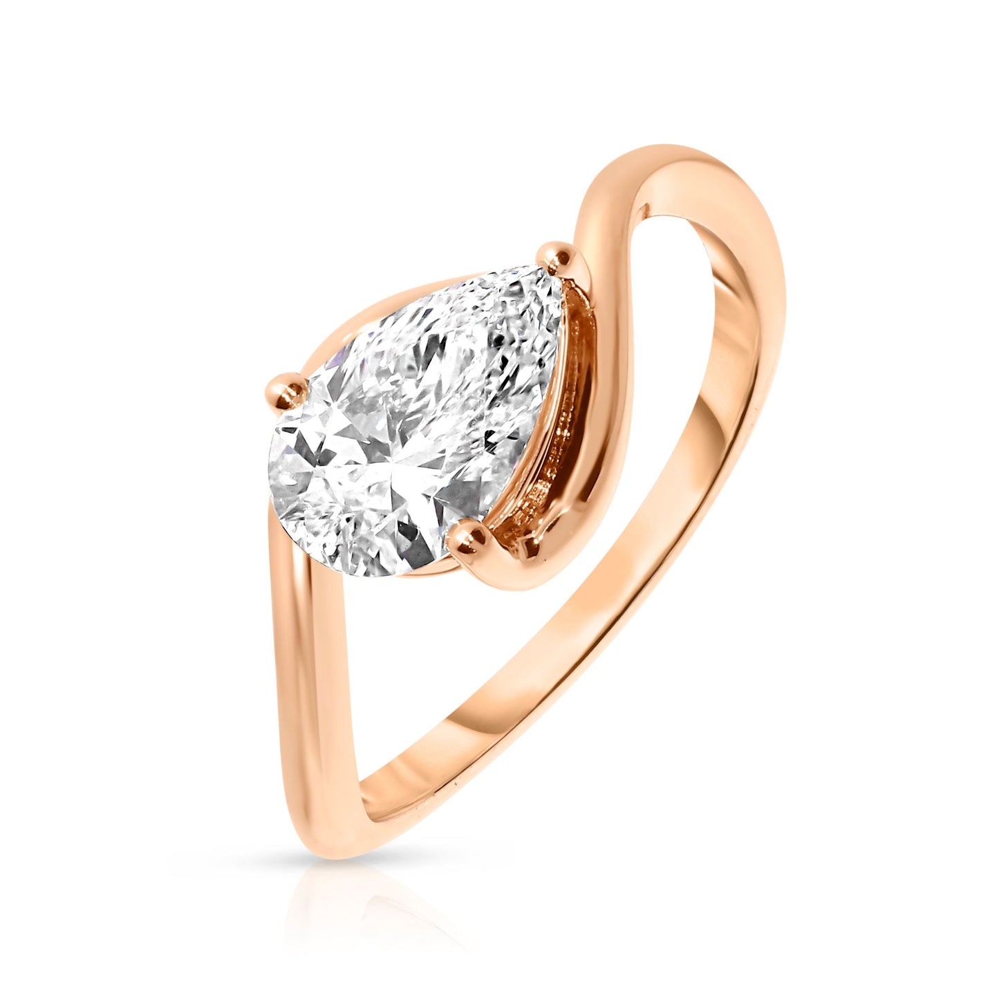 Gold Solitaire Ring with Pear Diamond – Tear of the Moon
