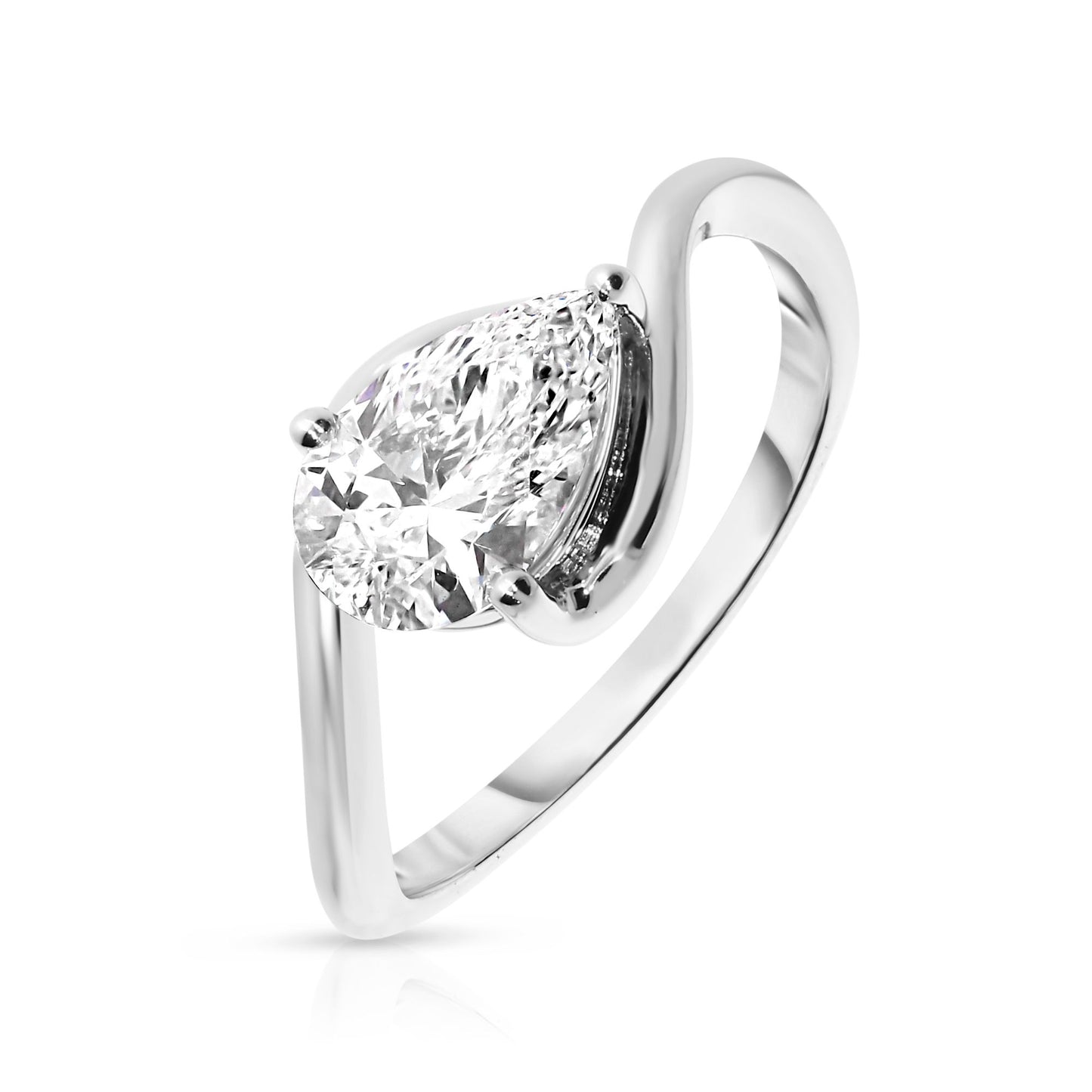 Gold Solitaire Ring with Pear Diamond – "Tear of the Moon"