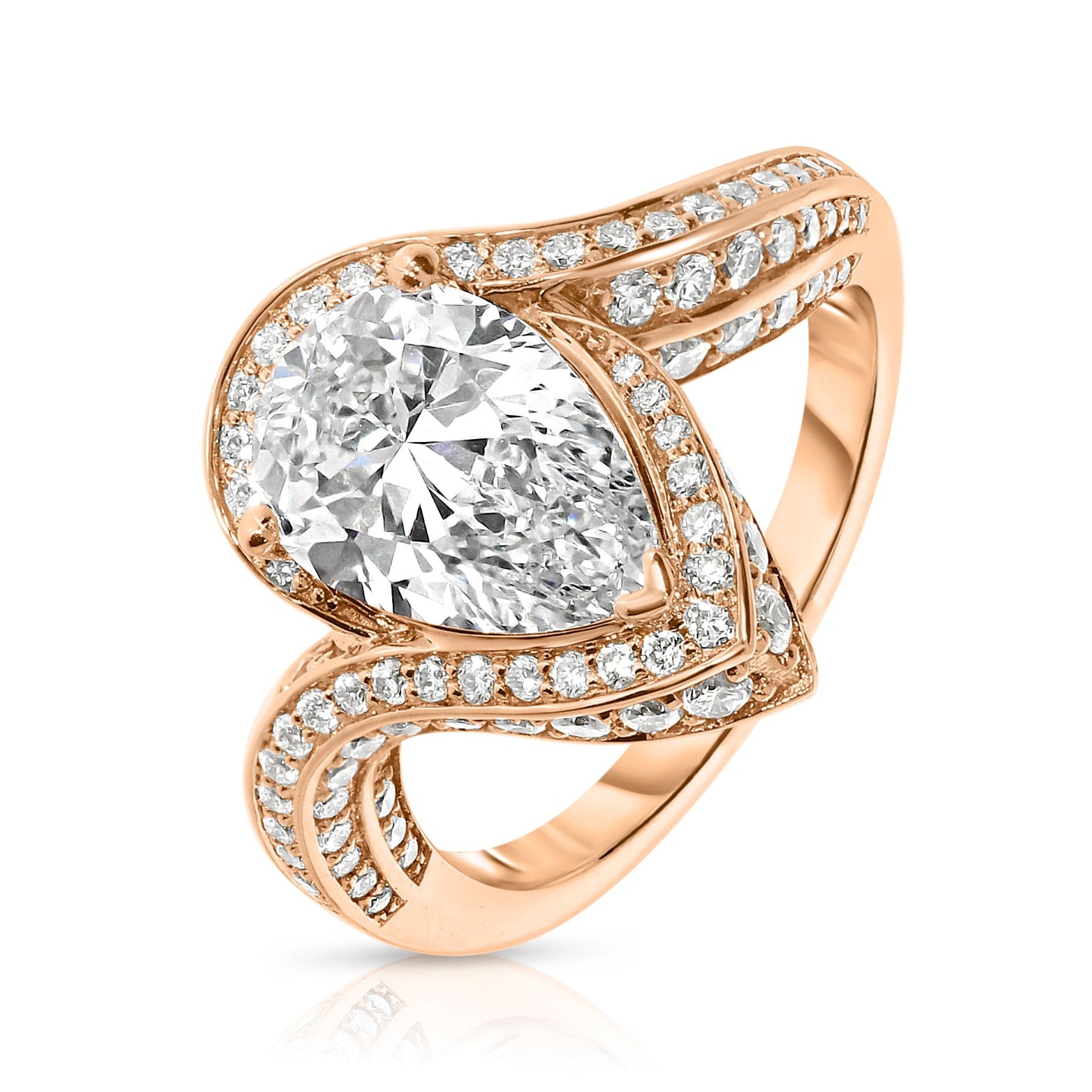White Gold Ring with Pear-Cut Diamond – Tear of the Moon | Halo Collection