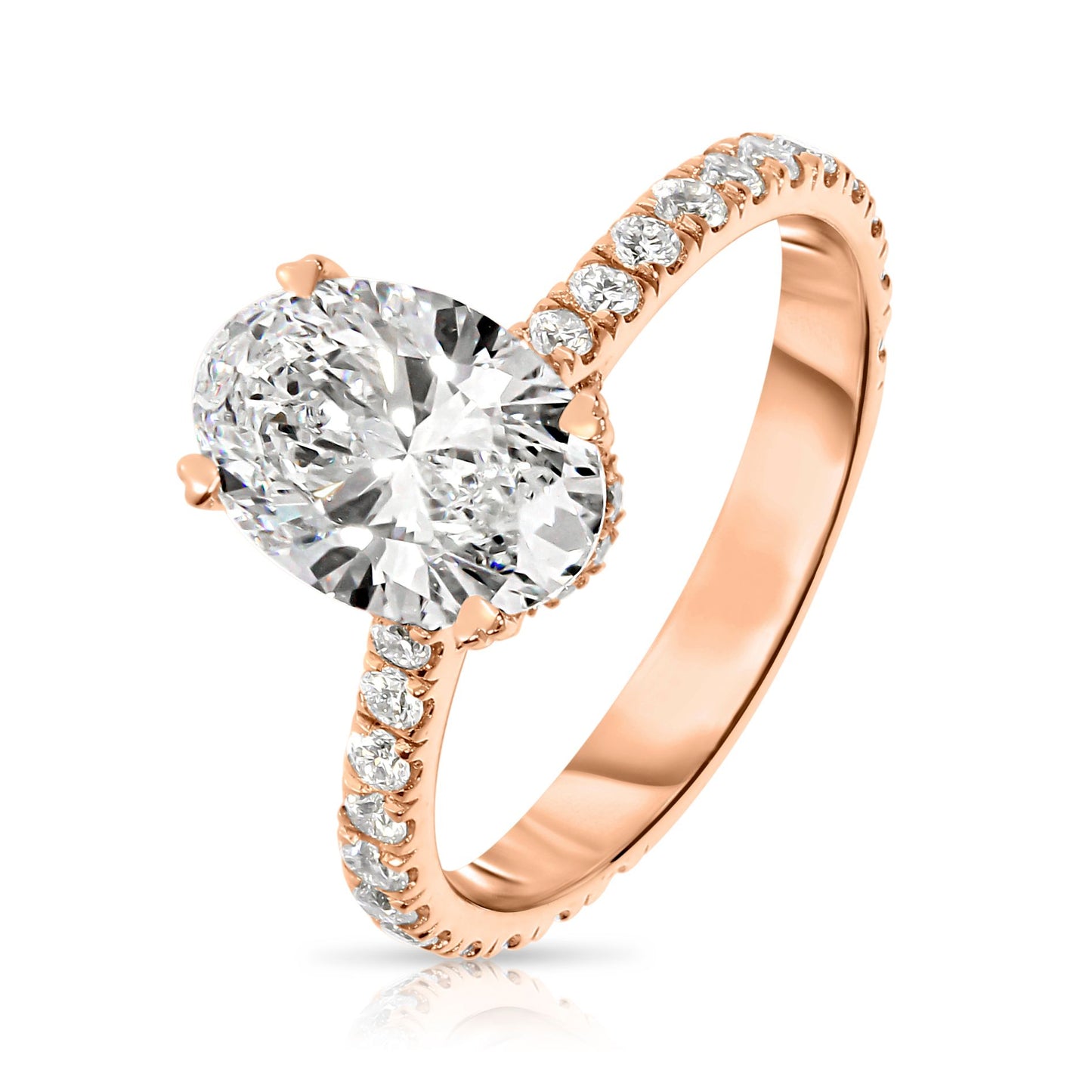 Celebrate eternal love with the 'Celestial Whisper' ring. gold with an elegant oval diamond, surrounded by star-like sidestones. Perfect for unforgettable engagements or anniversaries.