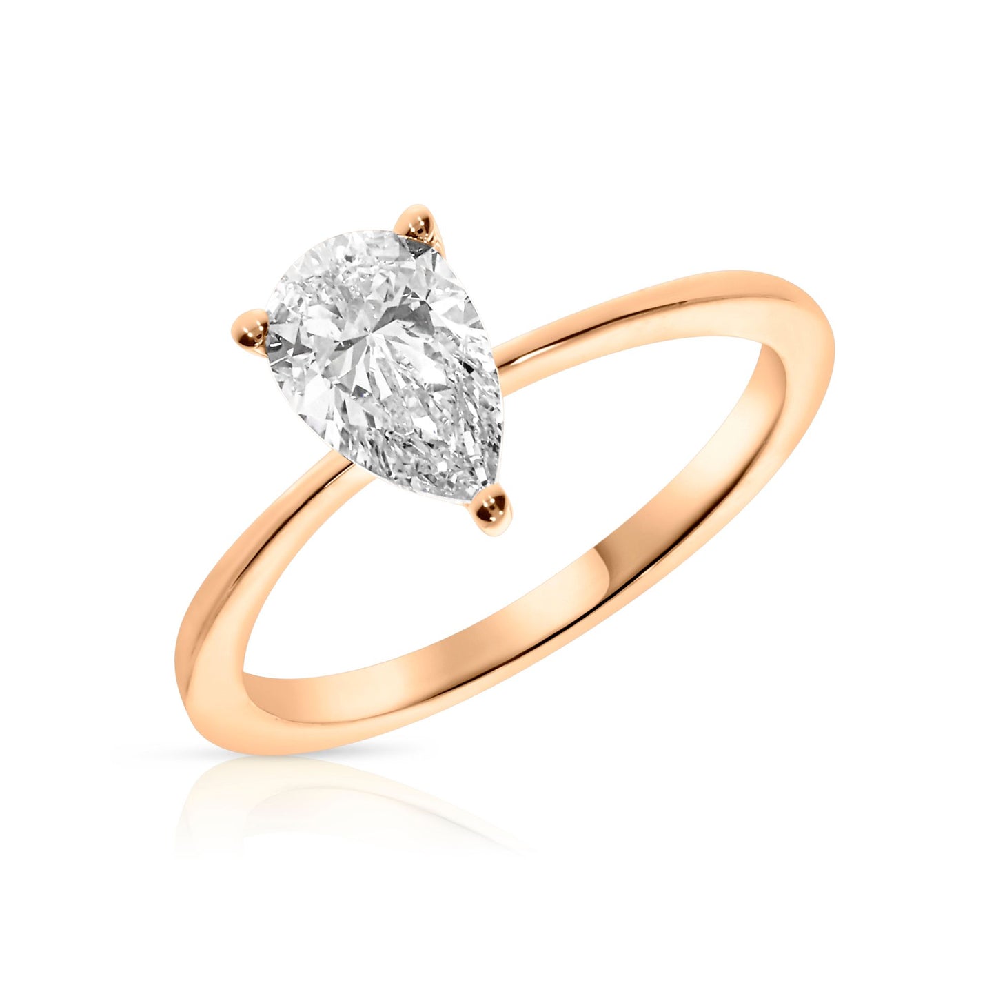 Gold Solitaire Ring with Pear Diamond – Tear of the Moon | Solitaire Rings