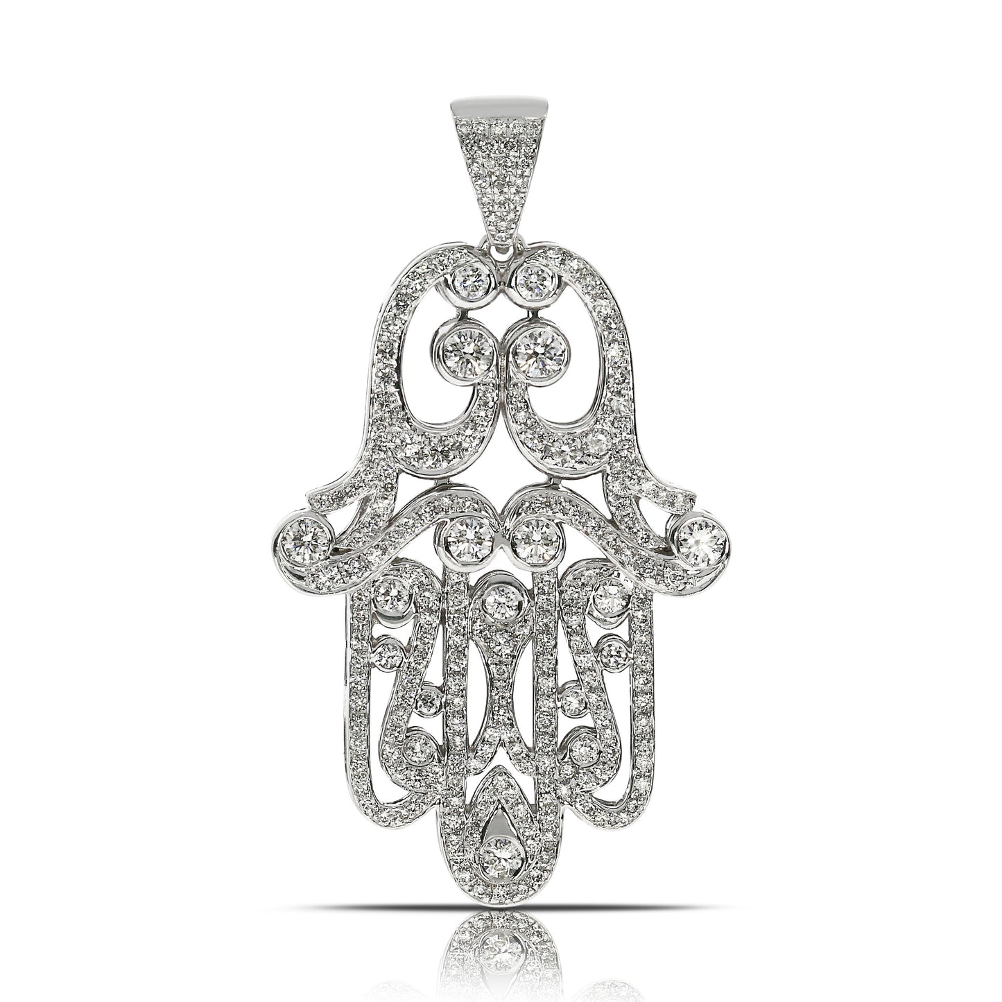 Silver Hamsa Pendant with Round Diamond – Celestial Protector | Origins