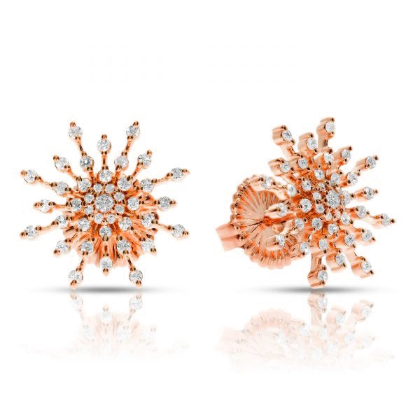 Stud Earrings in Gold with Round Diamonds – Celestial Radiance |