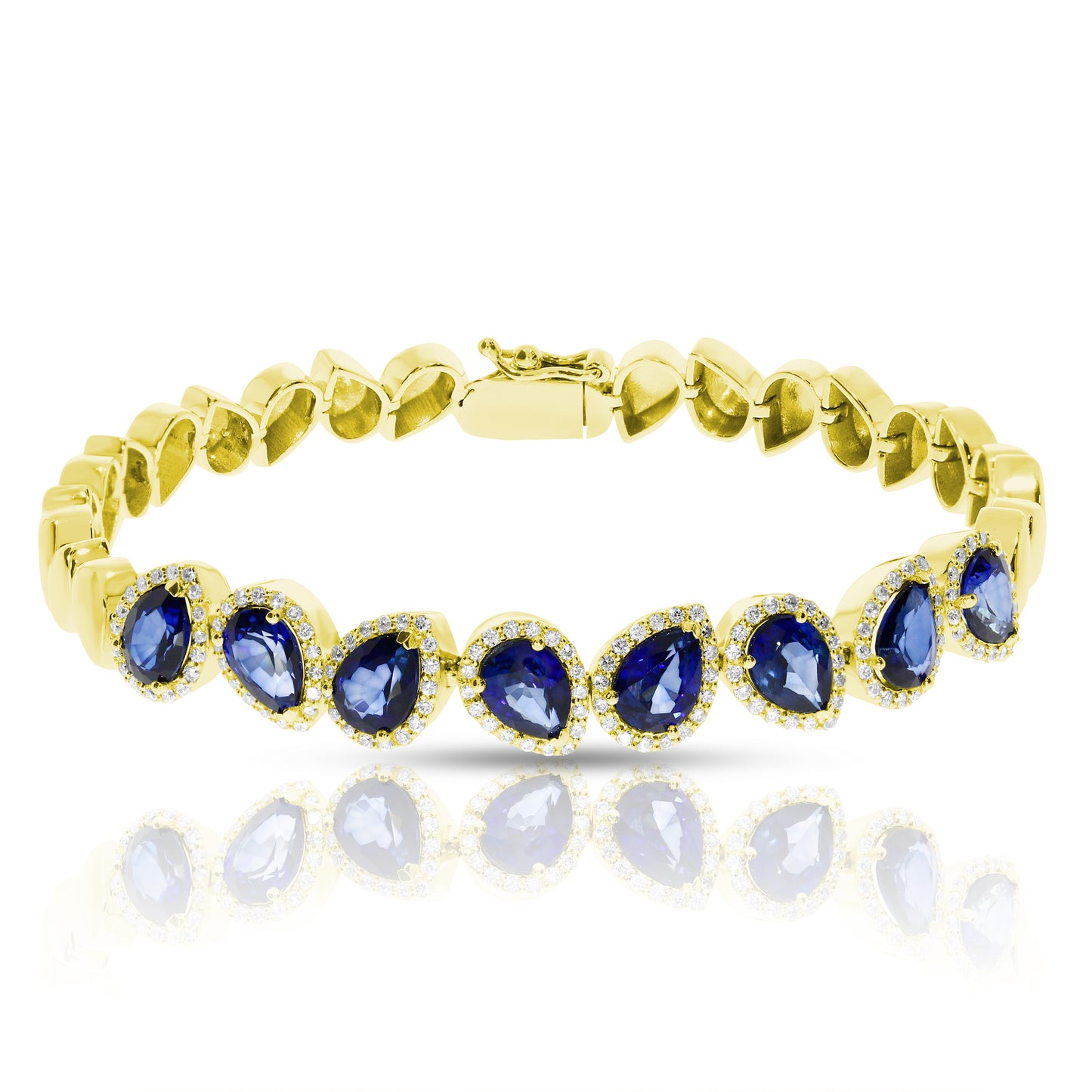Bracelet in White Gold with Pear-Cut Sapphires – Celestial Cascade