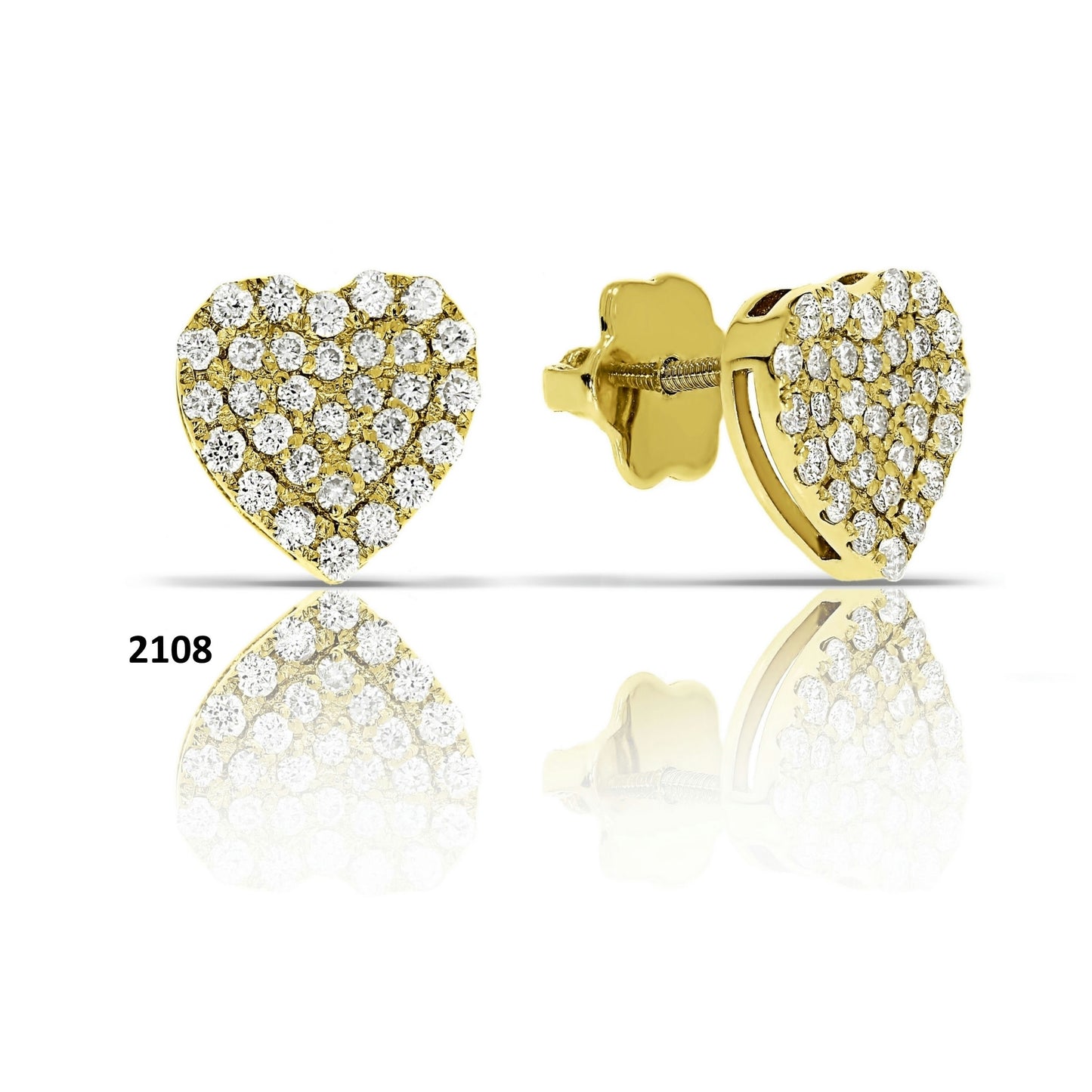 Gold Heart Diamond Stud Earrings – Love’s Embrace | Enchantment