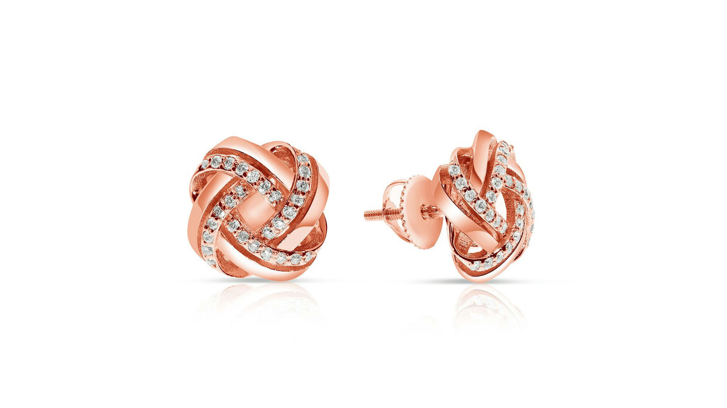 Gold Diamond Knot Stud Earrings – Infinite Harmony | Eternity