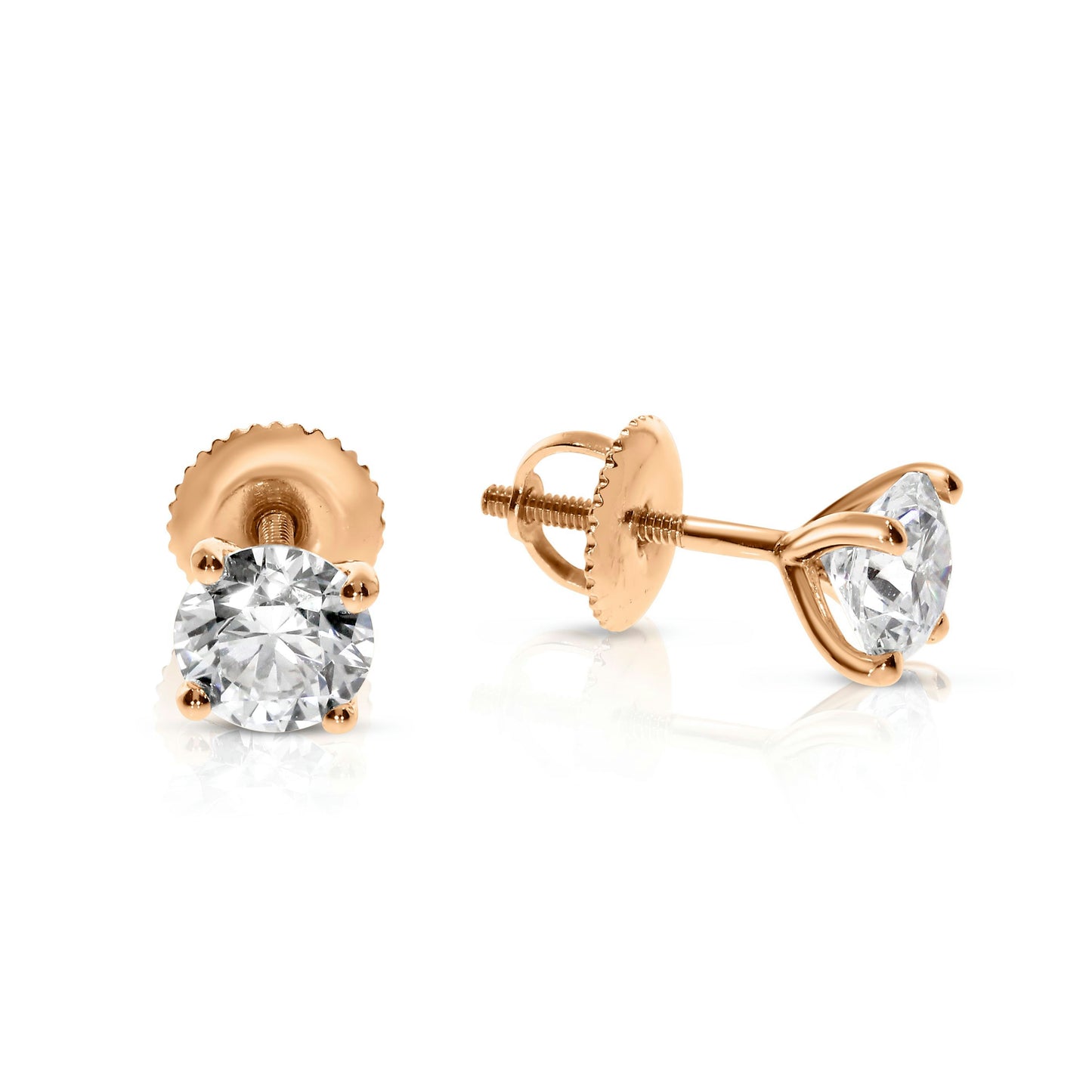 Stud Earrings in White Gold with Round Diamond – Celestial Radiance