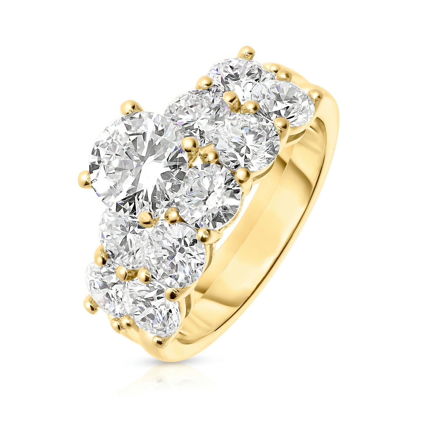 Gold Sidestone Ring with Round Diamonds – Stellar Symphony | Sidestone Rings