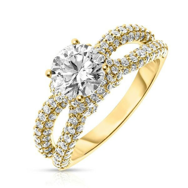 Gold Halo Ring with Round Diamond – Celestial Orbit | Halo Rings