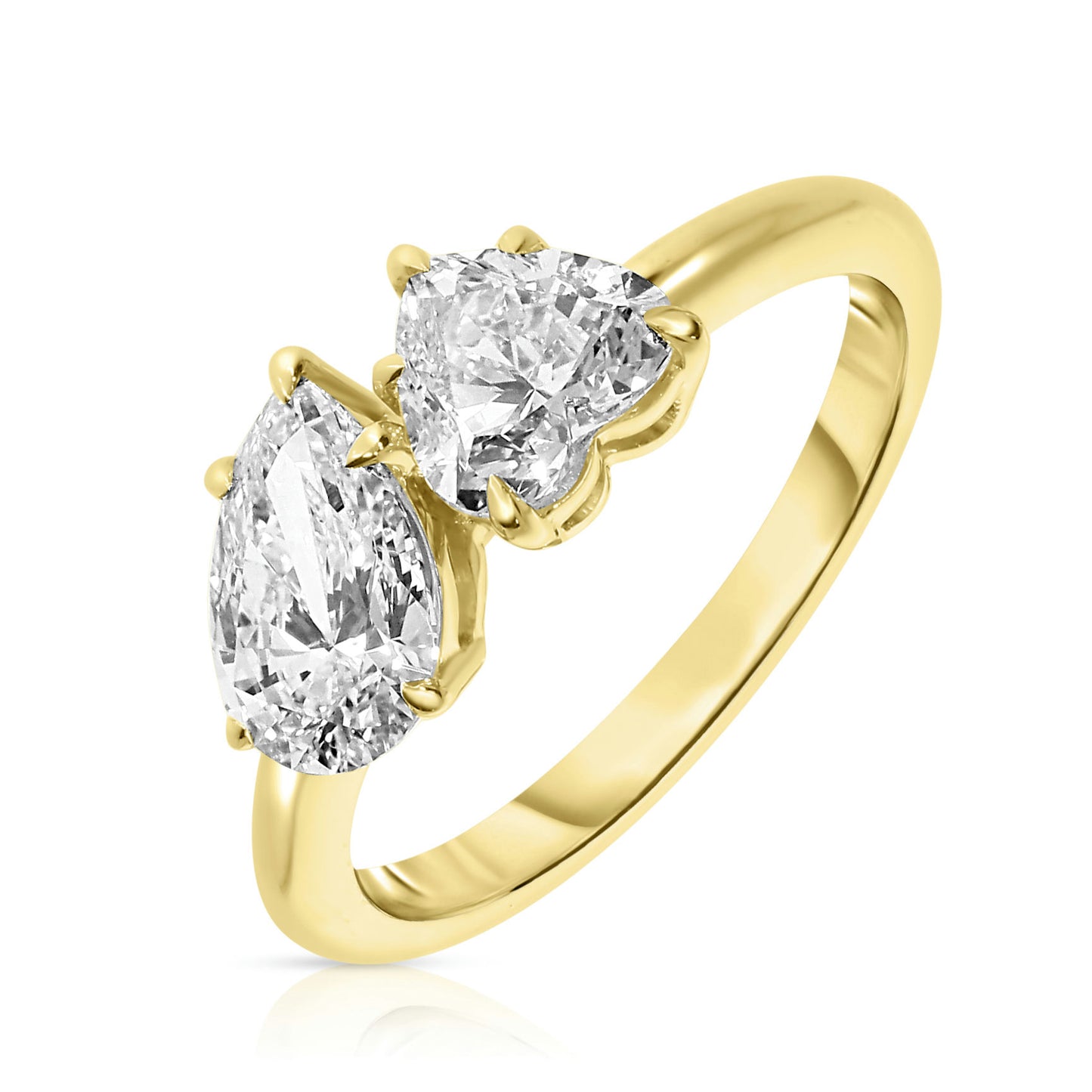 Gold Sidestone Ring with Pear and Round Diamonds – Eclipse Embrace |