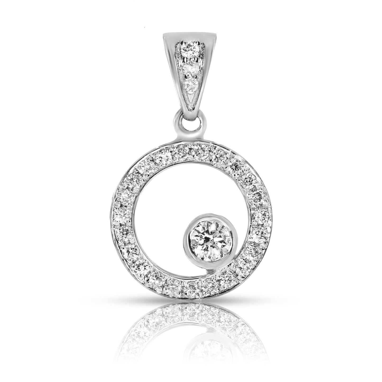 Circle Pendant in White Gold with Round Diamond – Eclipse Harmony | Celestial Collection
