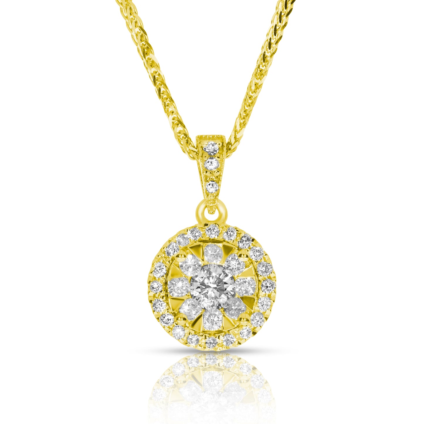 Gold Pendant with Round-Cut Diamonds – Orbit of Radiance