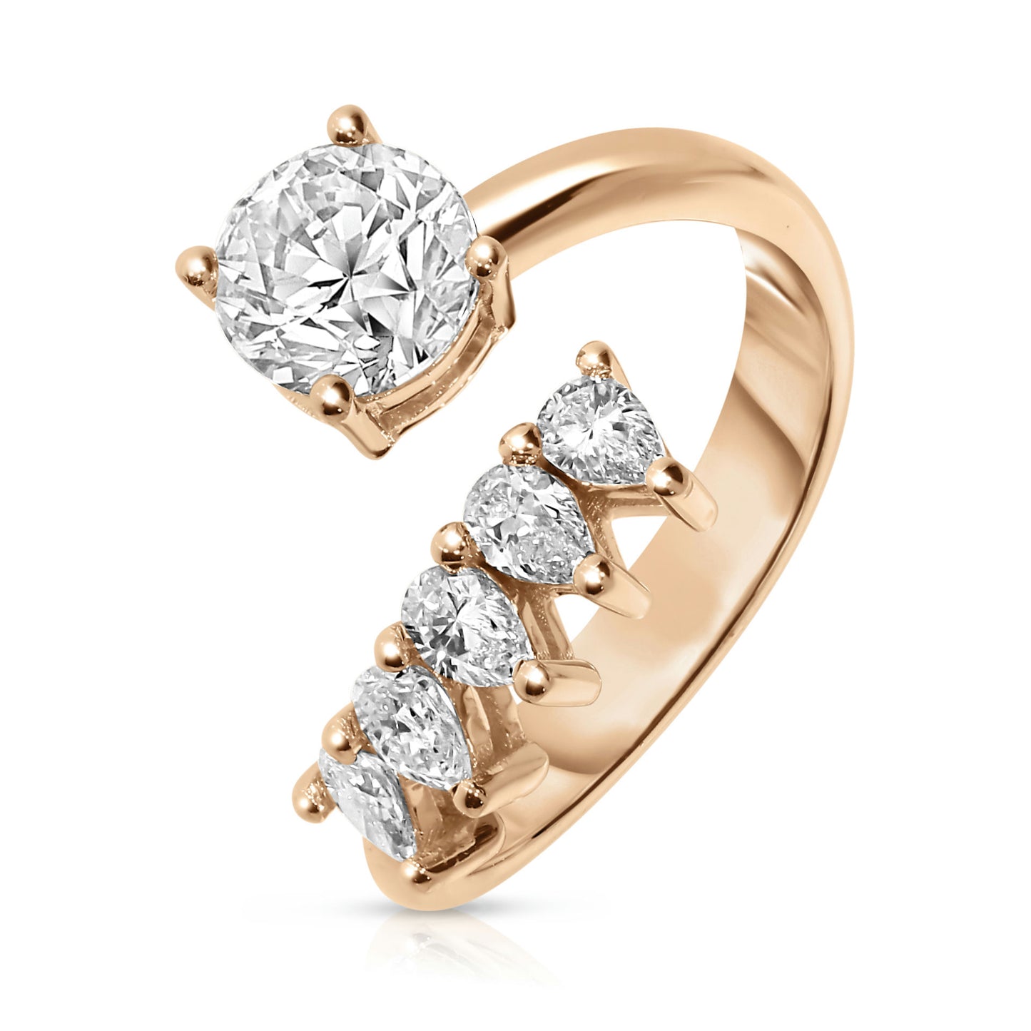 Sidestone Ring in Gold with Round Diamonds – Celestial Dance | Nocturne