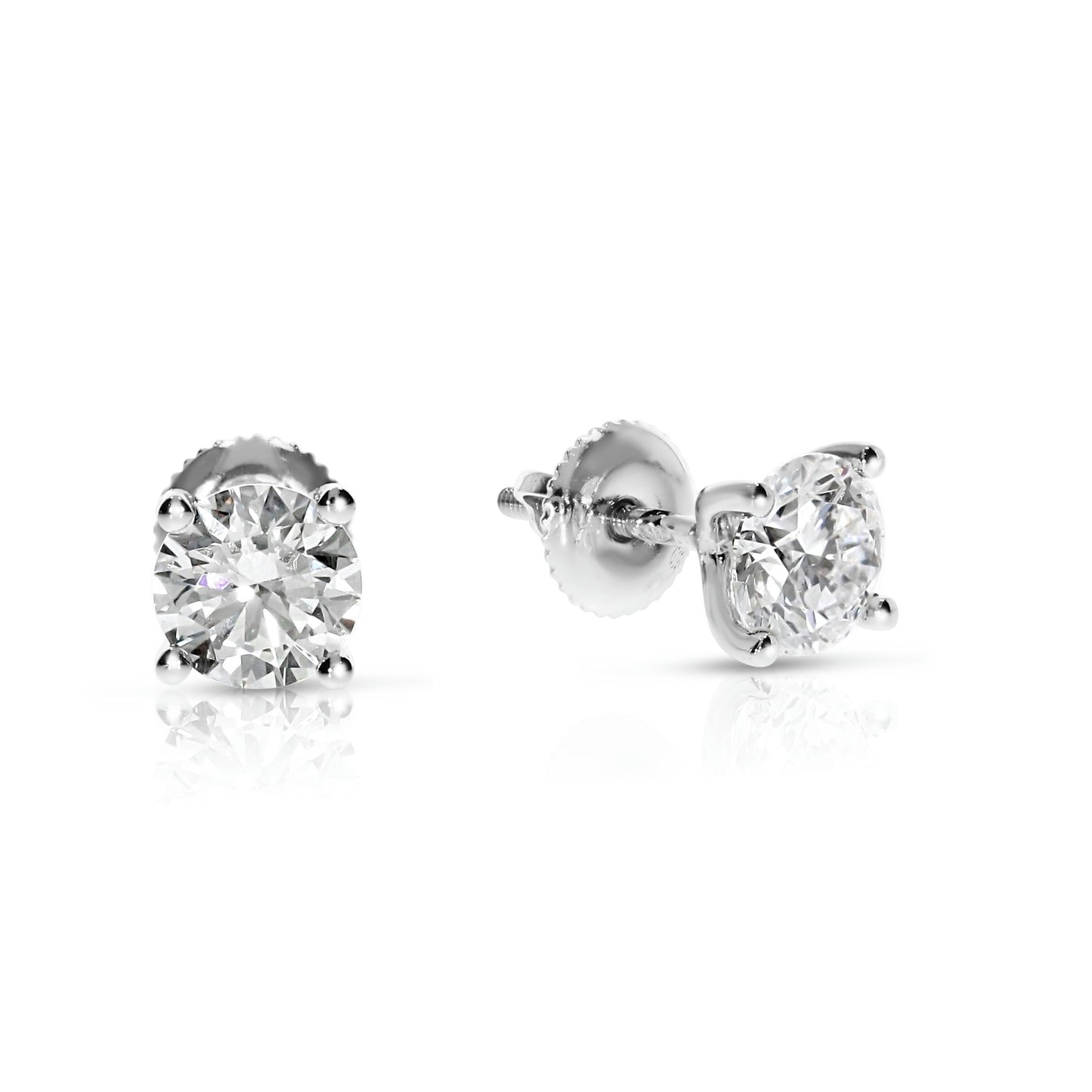 Stud Earrings in White Gold with Round Diamonds – Lunar Radiance