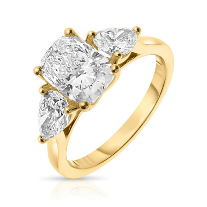 Gold Sidestone Ring with Cushion Diamond – Eclipse Symphony