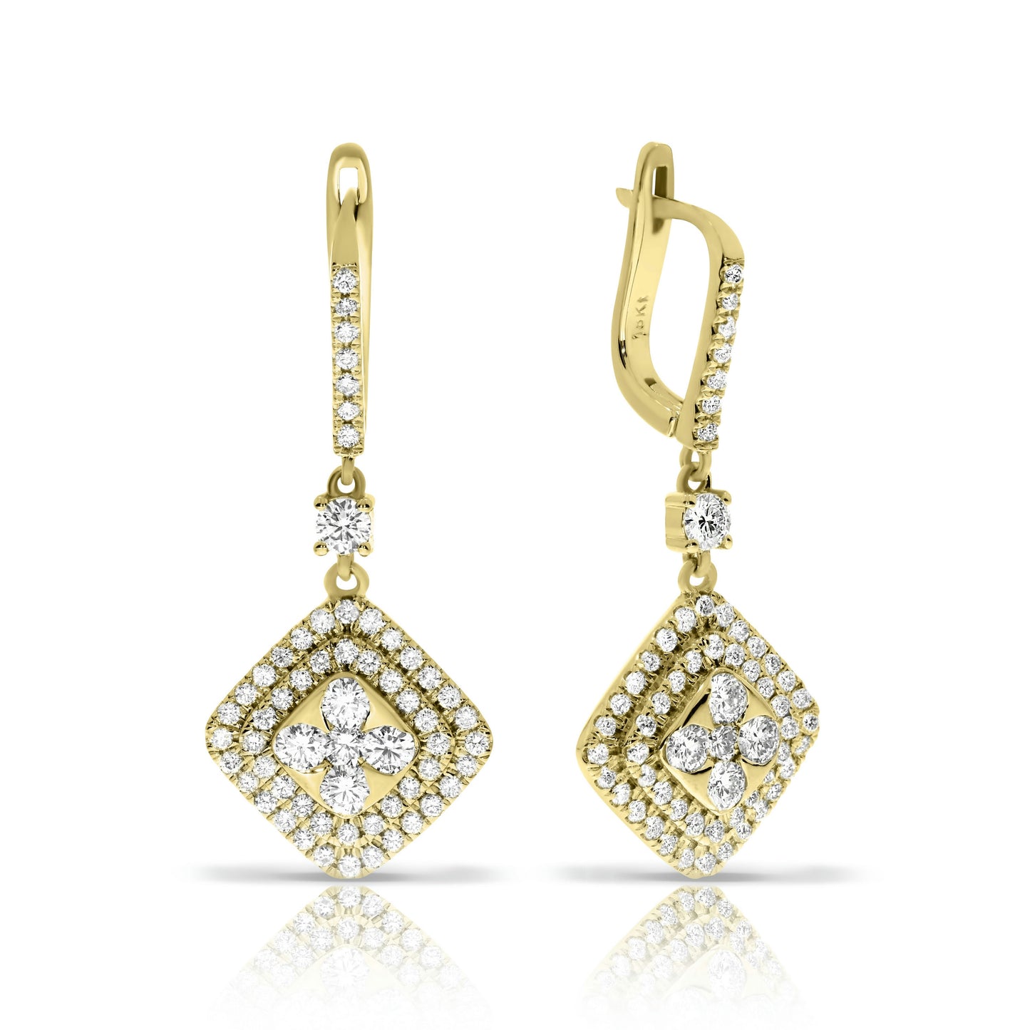 Gold Drop Earrings with Diamonds – Luminous Mosaic | Radiance