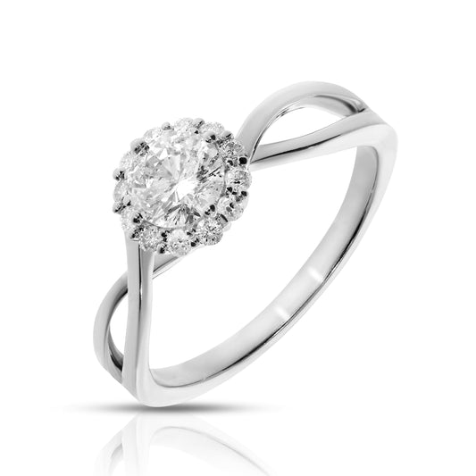 Gold Halo Ring with Round Diamond – Infinite Embrace | Halo Rings